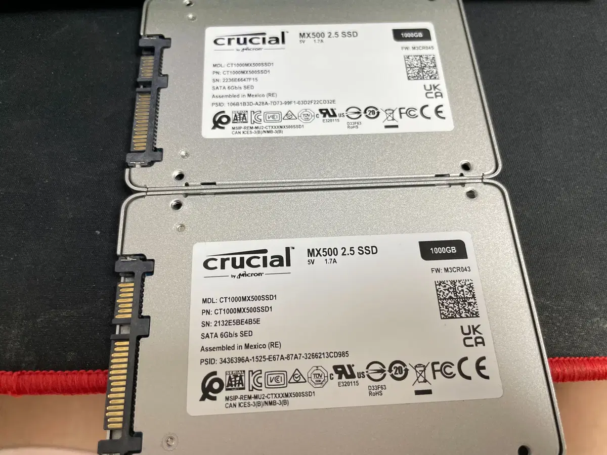 마이크론 SATA SSD 1TB 2개 판매합니다.(대원CTS 정품)